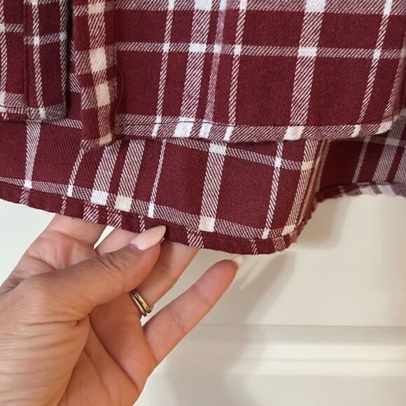 Andree by Unit burgundy and cream flannel shirt. Like new! - Picture 4 of 6